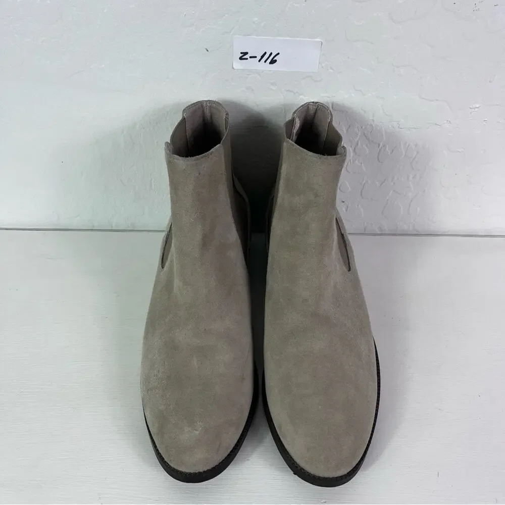 14th & Union Boots Womens 8 W Taupe Ankle Elastic Side Suede Leather